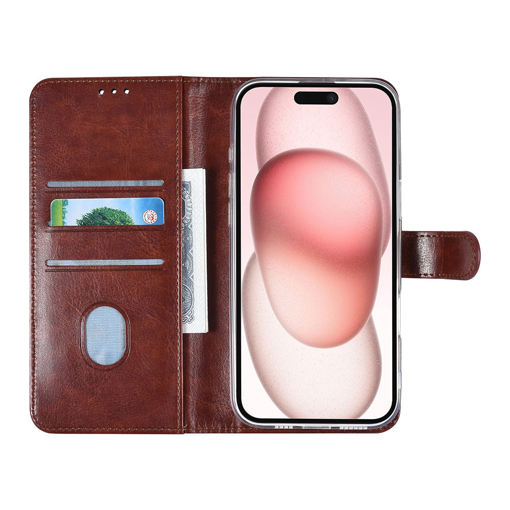 TUNIQ iPhone 16 Plus Book Case hoesje Pasjeshouder voor 3 pasjes - Hanger - Bruin-Hoesjes-Ilumina Benelux