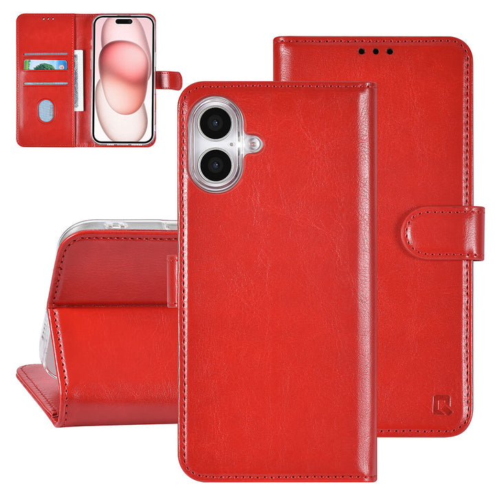 TUNIQ iPhone 16 Plus Book Case hoesje Pasjeshouder voor 3 pasjes - Hanger - Rood-Hoesjes-Ilumina Benelux