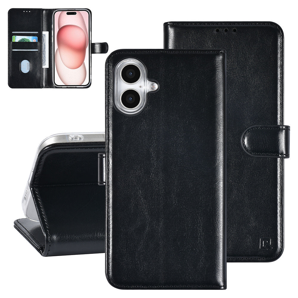 TUNIQ iPhone 16 Plus Book Case hoesje Pasjeshouder voor 3 pasjes - Hanger - Zwart-Hoesjes-Ilumina Benelux