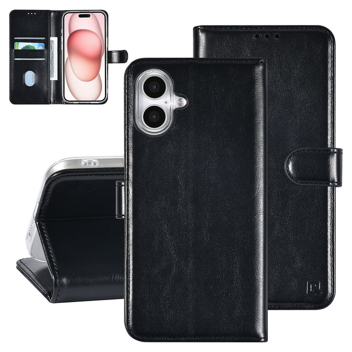 TUNIQ iPhone 16 Plus Book Case hoesje Pasjeshouder voor 3 pasjes - Hanger - Zwart-Hoesjes-Ilumina Benelux