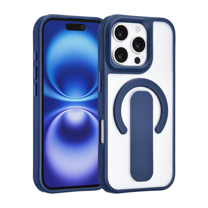 TUNIQ iPhone 16 Pro Backcover hoesje - Built-in Ring Stand - Antishock - Blauw-Hoesjes-Ilumina Benelux