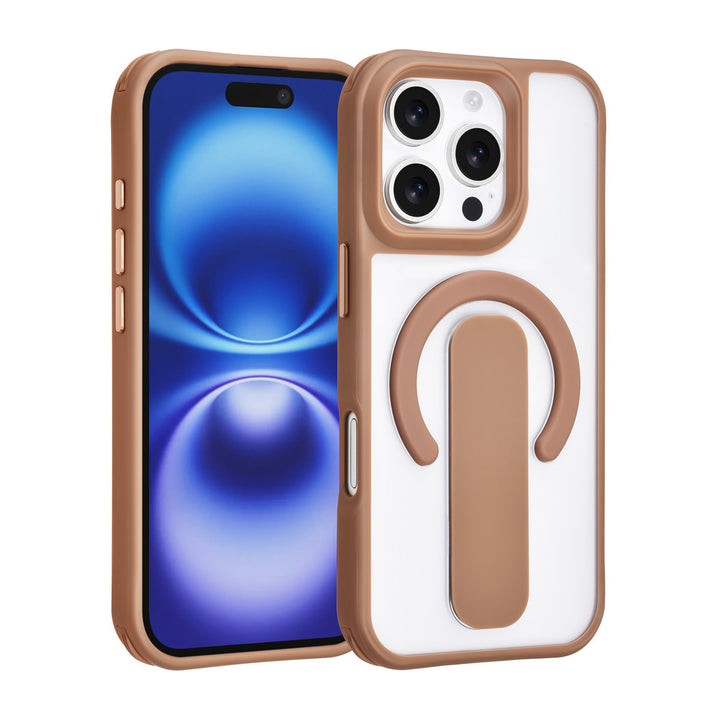 TUNIQ iPhone 16 Pro Backcover hoesje - Built-in Ring Stand - Antishock - Goud-Hoesjes-Ilumina Benelux