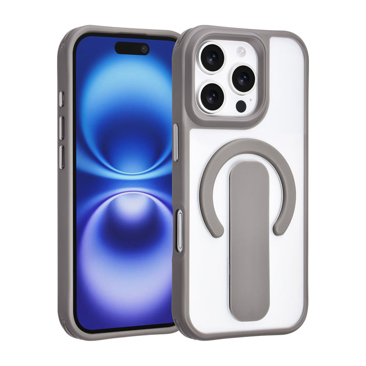 TUNIQ iPhone 16 Pro Backcover hoesje - Built-in Ring Stand - Antishock - Grijs-Hoesjes-Ilumina Benelux