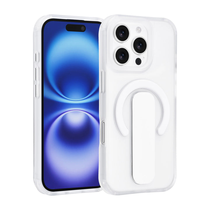 TUNIQ iPhone 16 Pro Backcover hoesje - Built-in Ring Stand - Antishock - Zilver-Hoesjes-Ilumina Benelux