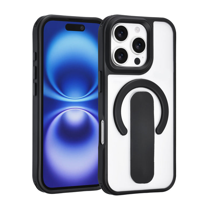 TUNIQ iPhone 16 Pro Backcover hoesje - Built-in Ring Stand - Antishock - Zwart-Hoesjes-Ilumina Benelux