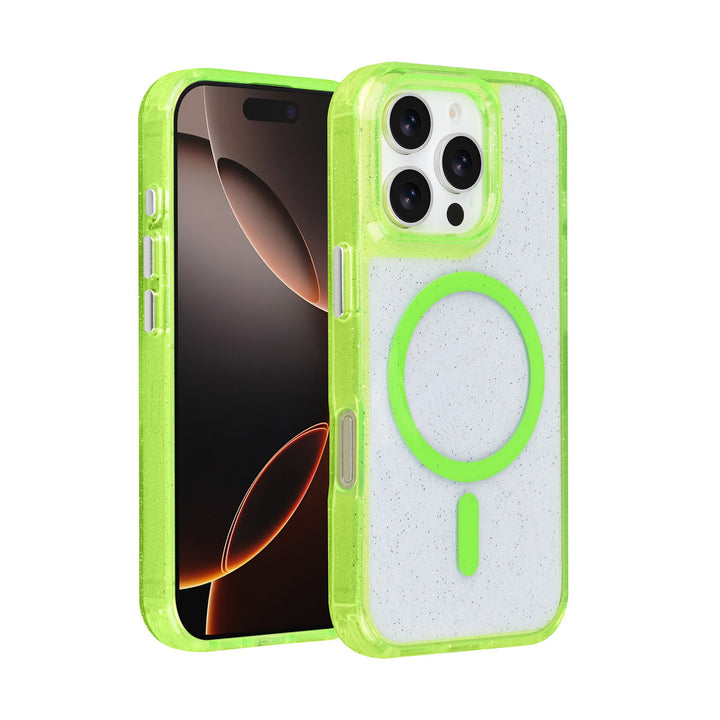 TUNIQ iPhone 16 Pro Backcover hoesje - Magsafe - Glitter - Hanger - Groen-Hoesjes-Ilumina Benelux