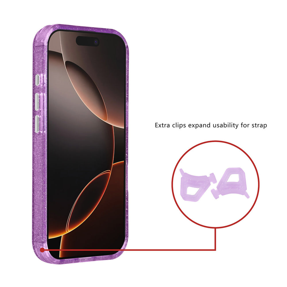 TUNIQ iPhone 16 Pro Backcover hoesje - Magsafe - Glitter - Hanger - Paars-Hoesjes-Ilumina Benelux