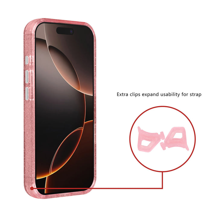TUNIQ iPhone 16 Pro Backcover hoesje - Magsafe - Glitter - Hanger - Roze-Hoesjes-Ilumina Benelux