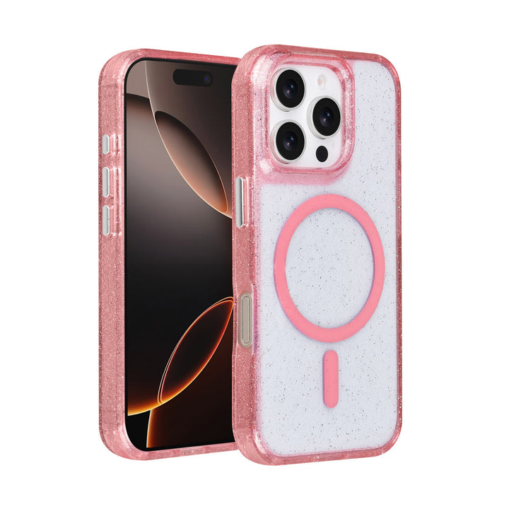 TUNIQ iPhone 16 Pro Backcover hoesje - Magsafe - Glitter - Hanger - Roze-Hoesjes-Ilumina Benelux
