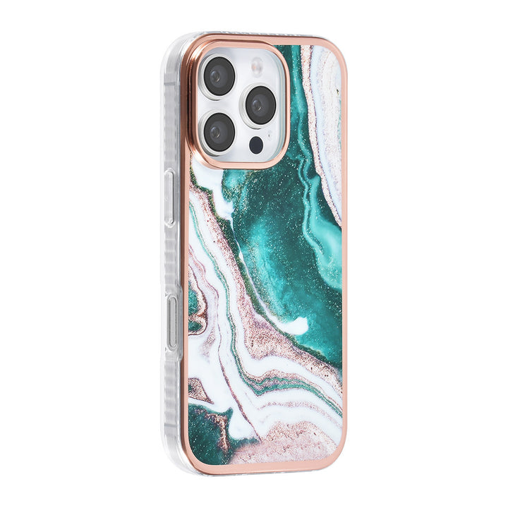 TUNIQ iPhone 16 Pro Backcover hoesje Silicone - Marble Green-Hoesjes-Ilumina Benelux