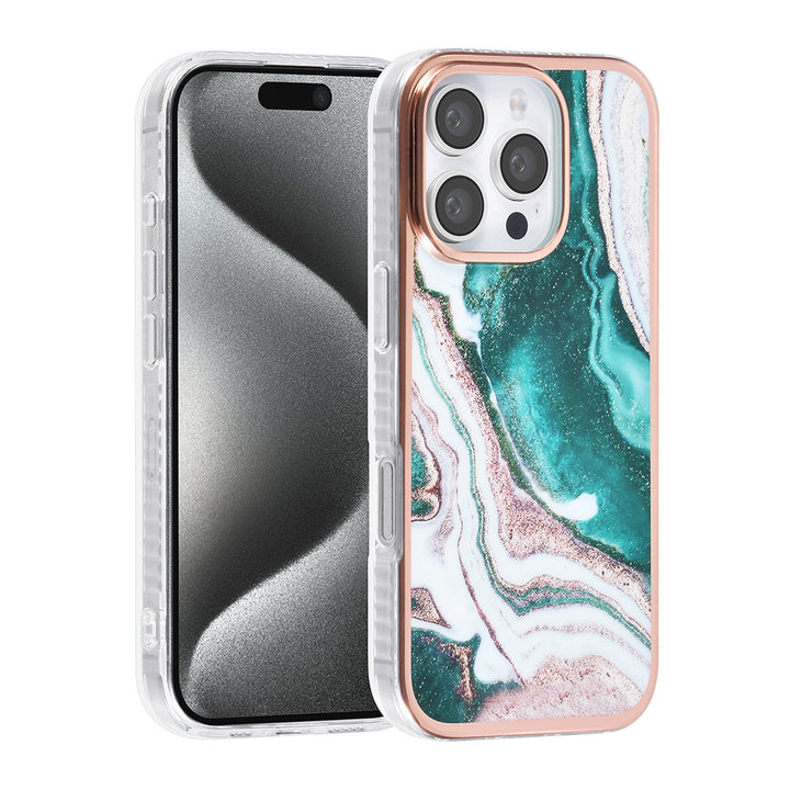 TUNIQ iPhone 16 Pro Backcover hoesje Silicone - Marble Green-Hoesjes-Ilumina Benelux