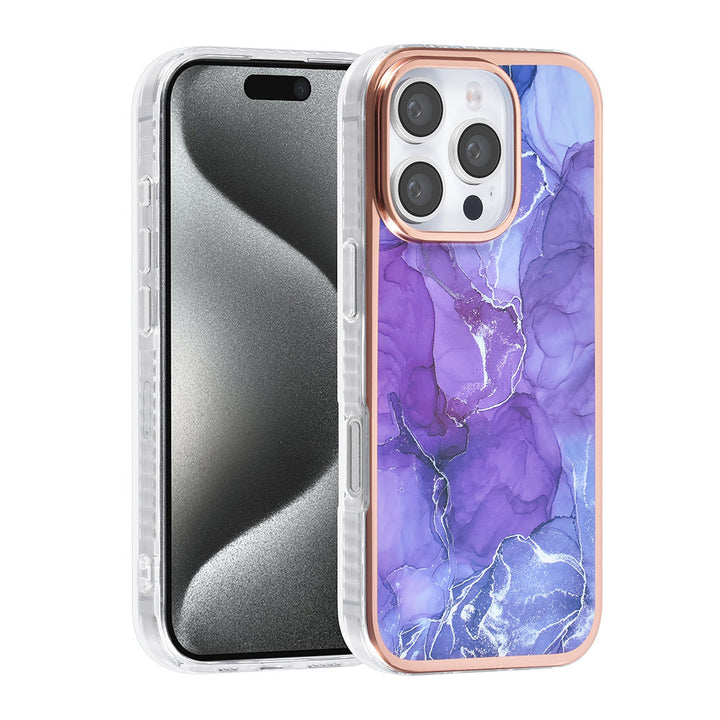 TUNIQ iPhone 16 Pro Backcover hoesje Silicone - Marble Purple-Hoesjes-Ilumina Benelux