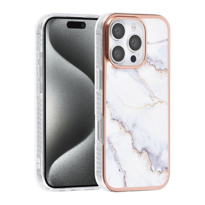 TUNIQ iPhone 16 Pro Backcover hoesje Silicone - Marble White-Hoesjes-Ilumina Benelux