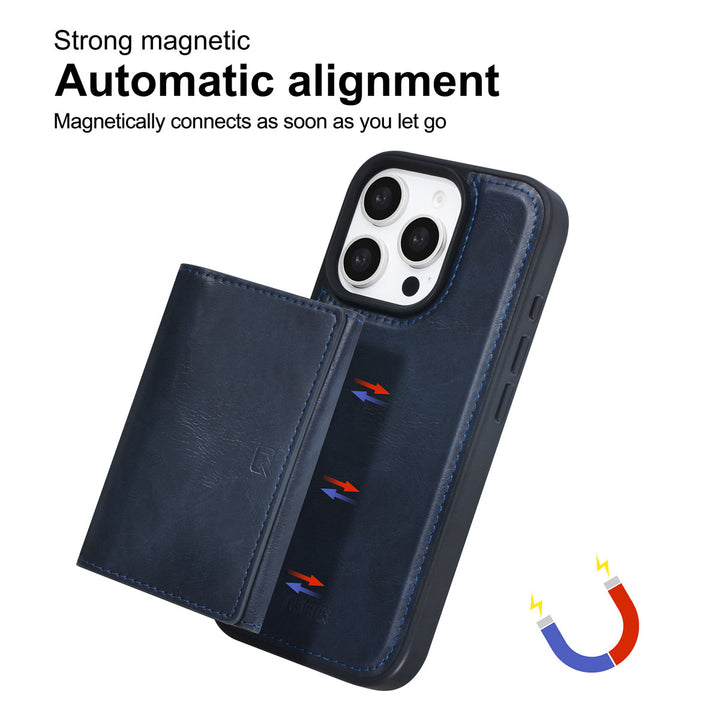 TUNIQ iPhone 16 Pro Backcover hoesje - met afneembare Pasjeshouder - Blauw-Hoesjes-Ilumina Benelux