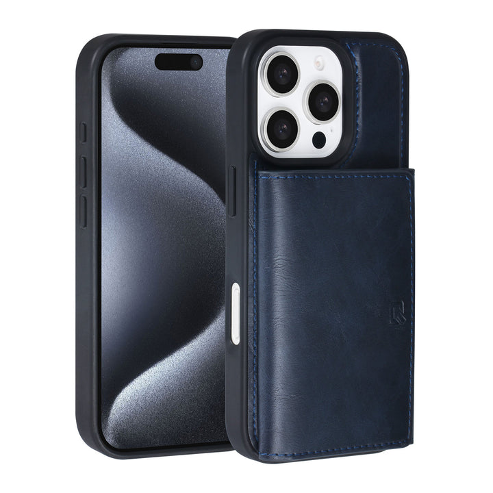 TUNIQ iPhone 16 Pro Backcover hoesje - met afneembare Pasjeshouder - Blauw-Hoesjes-Ilumina Benelux