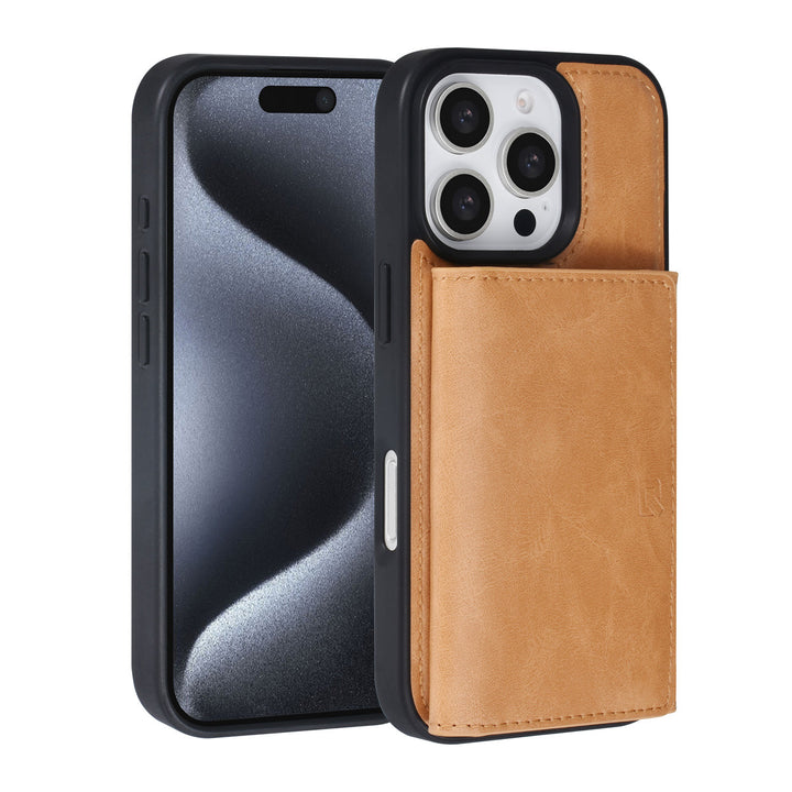 TUNIQ iPhone 16 Pro Backcover hoesje - met afneembare Pasjeshouder - Goud-Hoesjes-Ilumina Benelux