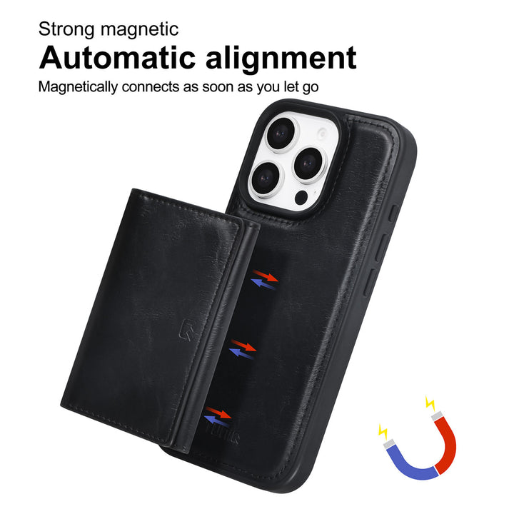 TUNIQ iPhone 16 Pro Backcover hoesje - met afneembare Pasjeshouder - Zwart-Hoesjes-Ilumina Benelux