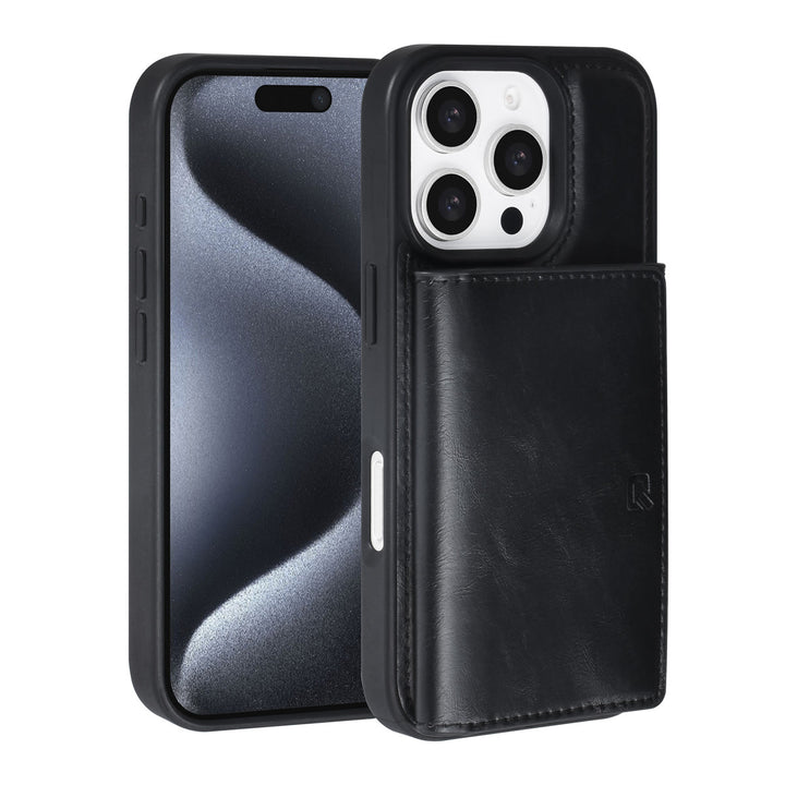 TUNIQ iPhone 16 Pro Backcover hoesje - met afneembare Pasjeshouder - Zwart-Hoesjes-Ilumina Benelux