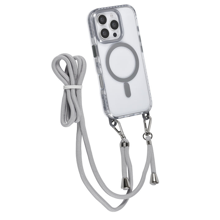 TUNIQ iPhone 16 Pro Backcover hoesje neck cord -TPU+PC - Grijs-Hoesjes-Ilumina Benelux