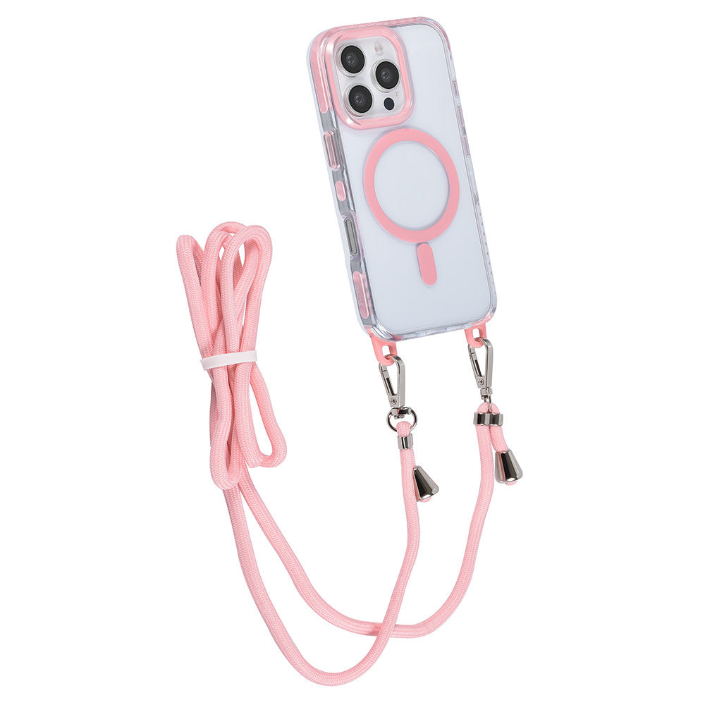 TUNIQ iPhone 16 Pro Backcover hoesje neck cord -TPU+PC - Roze-Hoesjes-Ilumina Benelux