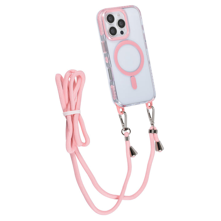 TUNIQ iPhone 16 Pro Backcover hoesje neck cord -TPU+PC - Roze-Hoesjes-Ilumina Benelux