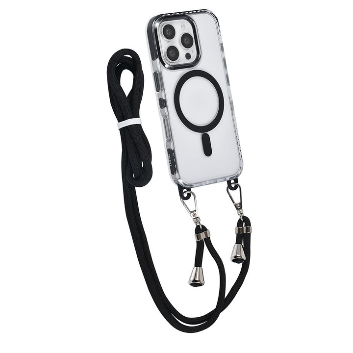 TUNIQ iPhone 16 Pro Backcover hoesje neck cord -TPU+PC - Zwart-Hoesjes-Ilumina Benelux