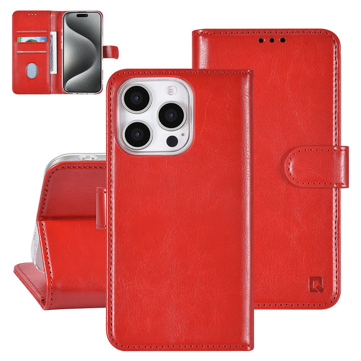TUNIQ iPhone 16 Pro Book Case hoesje Pasjeshouder voor 3 pasjes - Hanger - Rood-Hoesjes-Ilumina Benelux