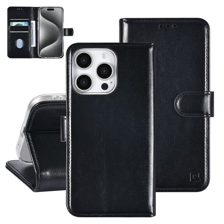 TUNIQ iPhone 16 Pro Book Case hoesje Pasjeshouder voor 3 pasjes - Hanger - Zwart-Hoesjes-Ilumina Benelux
