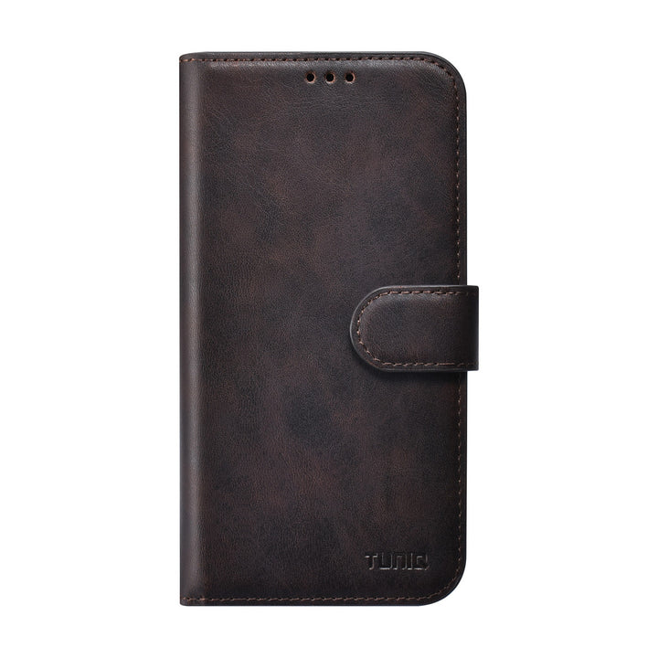 TUNIQ iPhone 16 Pro Book Case hoesje - Pasjeshouder voor 3 pasjes - met afneembaar magnetisch hoesje - Bruin-Hoesjes-Ilumina Benelux