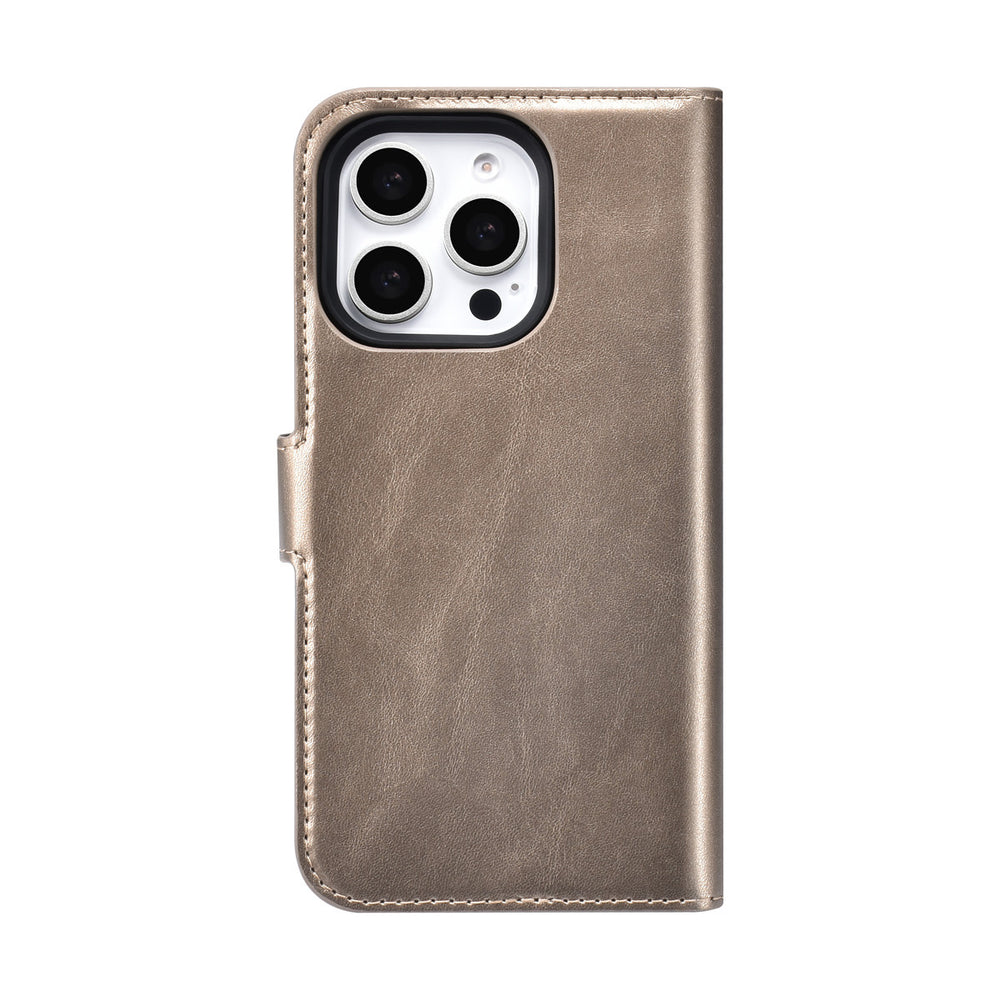 TUNIQ iPhone 16 Pro Book Case hoesje - Pasjeshouder voor 3 pasjes - met afneembaar magnetisch hoesje - Goud-Hoesjes-Ilumina Benelux