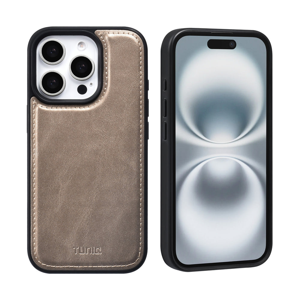 TUNIQ iPhone 16 Pro Book Case hoesje - Pasjeshouder voor 3 pasjes - met afneembaar magnetisch hoesje - Goud-Hoesjes-Ilumina Benelux