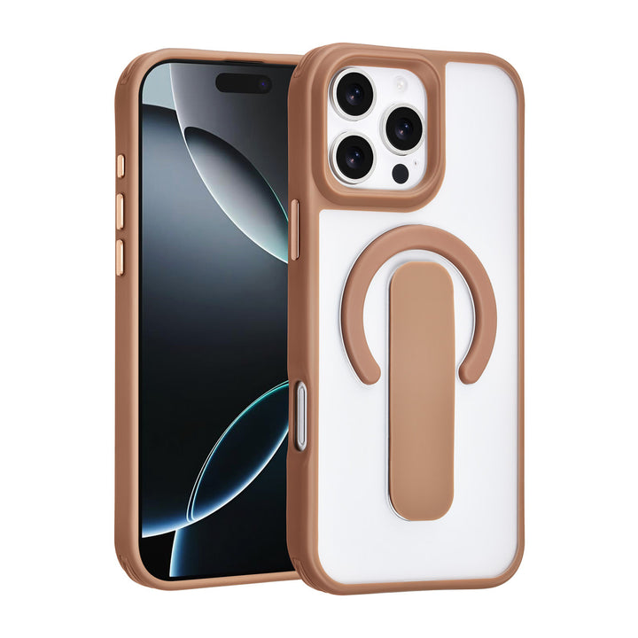 TUNIQ iPhone 16 Pro Max Backcover hoesje - Built-in Ring Stand - Antishock - Goud-Hoesjes-Ilumina Benelux