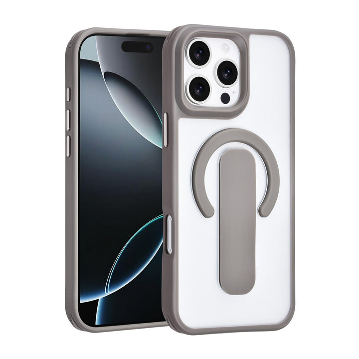 TUNIQ iPhone 16 Pro Max Backcover hoesje - Built-in Ring Stand - Antishock - Grijs-Hoesjes-Ilumina Benelux