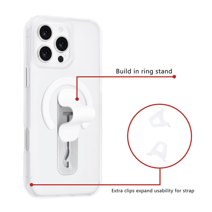 TUNIQ iPhone 16 Pro Max Backcover hoesje - Built-in Ring Stand - Antishock - Zilver-Hoesjes-Ilumina Benelux
