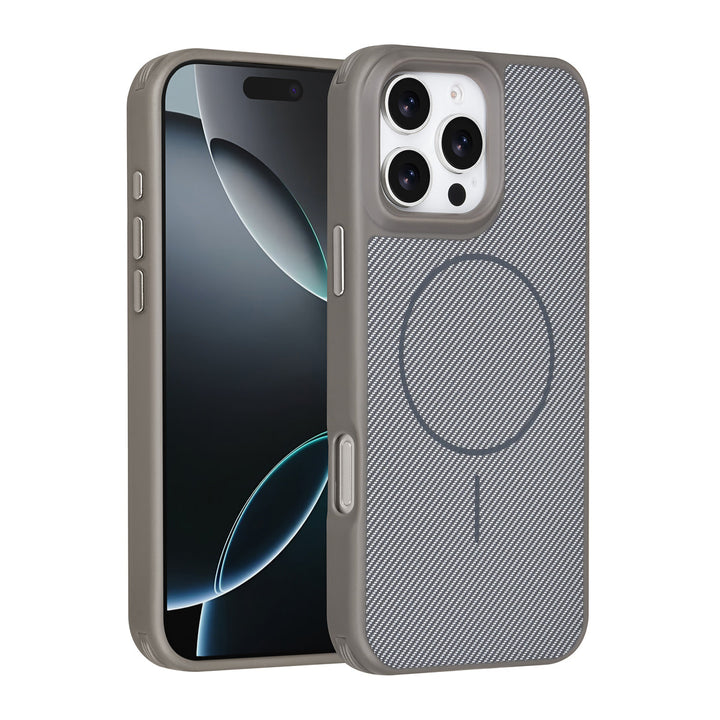 TUNIQ iPhone 16 Pro Max Backcover hoesje - Magsafe - Carbon Fiber - Shockproof - Grijs-Hoesjes-Ilumina Benelux