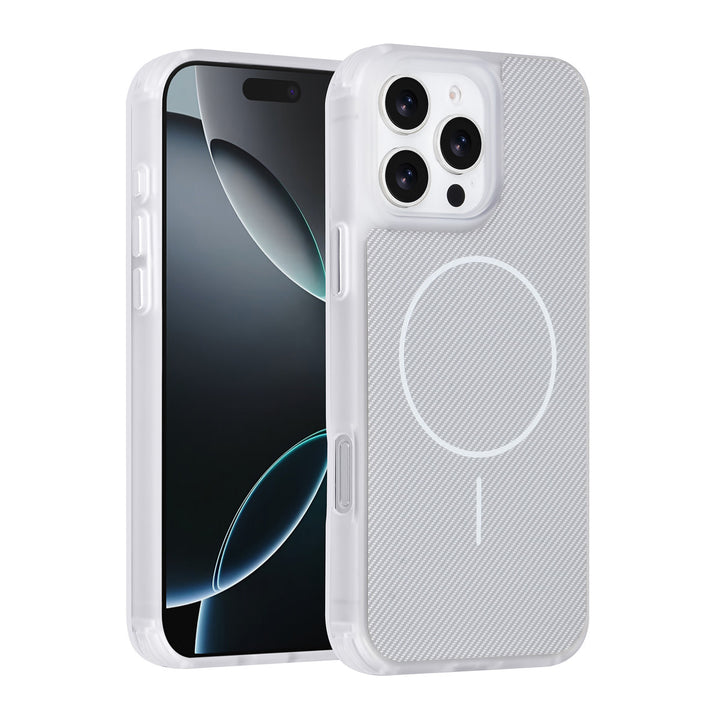 TUNIQ iPhone 16 Pro Max Backcover hoesje - Magsafe - Carbon Fiber - Shockproof - Wit-Hoesjes-Ilumina Benelux
