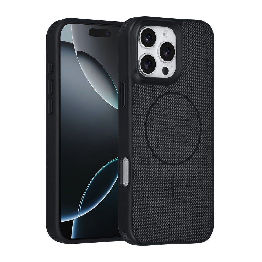 TUNIQ iPhone 16 Pro Max Backcover hoesje - Magsafe - Carbon Fiber - Shockproof - Zwart-Hoesjes-Ilumina Benelux