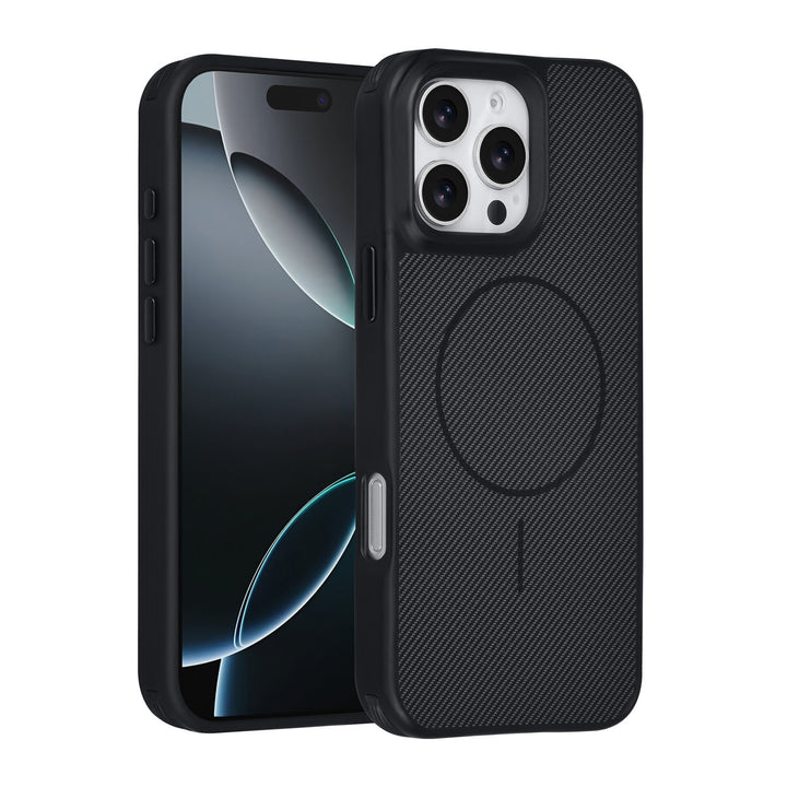 TUNIQ iPhone 16 Pro Max Backcover hoesje - Magsafe - Carbon Fiber - Shockproof - Zwart-Hoesjes-Ilumina Benelux