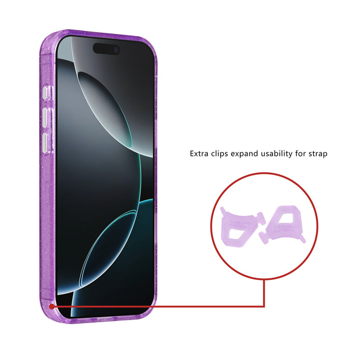 TUNIQ iPhone 16 Pro Max Backcover hoesje - Magsafe - Glitter - Hanger - Paars-Hoesjes-Ilumina Benelux