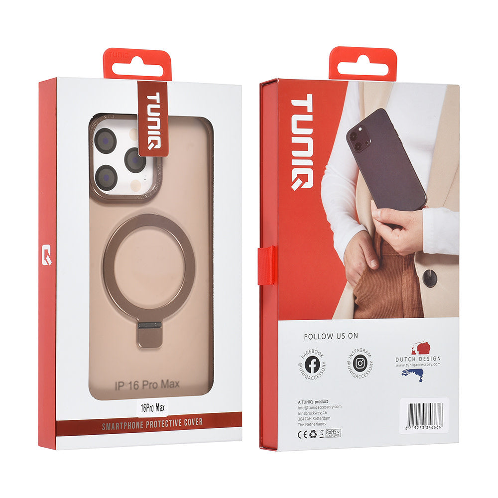 TUNIQ iPhone 16 Pro Max Backcover hoesje - Magsafe - Ringstand - Goud-Hoesjes-Ilumina Benelux