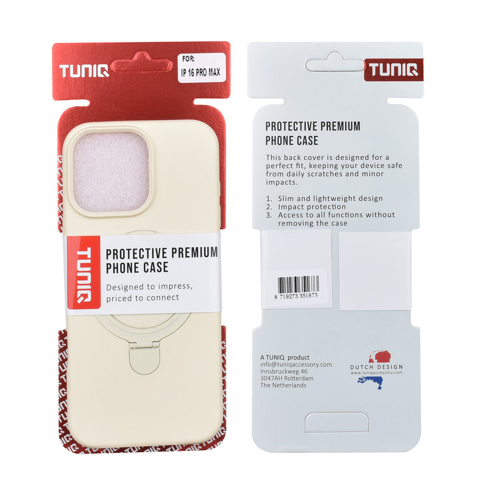 TUNIQ iPhone 16 Pro Max Backcover hoesje - Magsafe With Ring Stand - Hanger - Antique White-Hoesjes-Ilumina Benelux