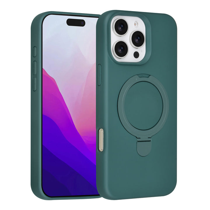 TUNIQ iPhone 16 Pro Max Backcover hoesje - Magsafe With Ring Stand - Hanger - DonkerGroen-Hoesjes-Ilumina Benelux