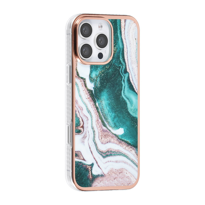 TUNIQ iPhone 16 Pro Max Backcover hoesje Silicone - Marble Green-Hoesjes-Ilumina Benelux