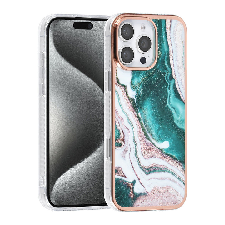 TUNIQ iPhone 16 Pro Max Backcover hoesje Silicone - Marble Green-Hoesjes-Ilumina Benelux