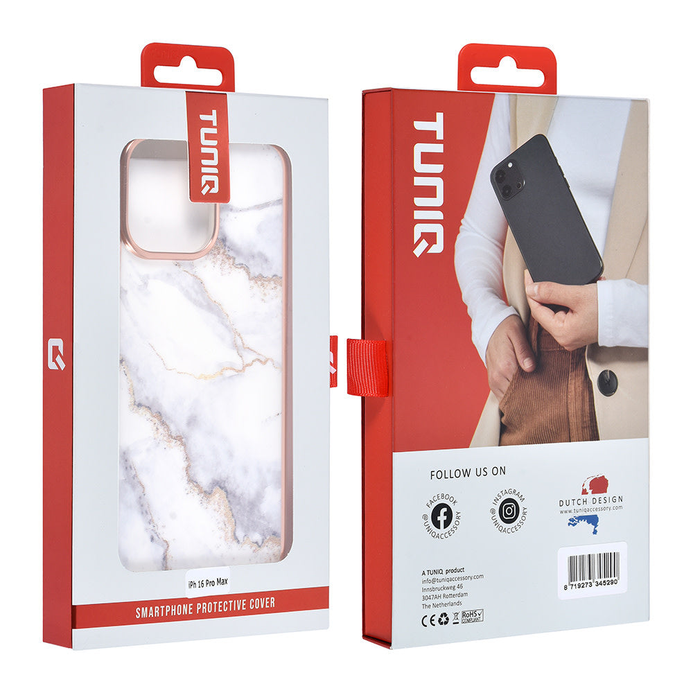 TUNIQ iPhone 16 Pro Max Backcover hoesje Silicone - Marble White-Hoesjes-Ilumina Benelux