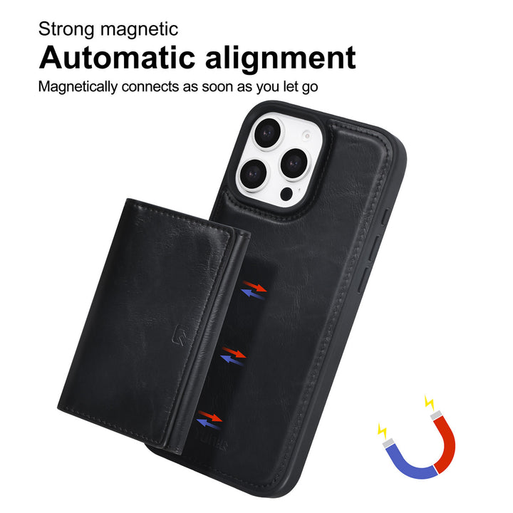 TUNIQ iPhone 16 Pro Max Backcover hoesje - met afneembare Pasjeshouder - Zwart-Hoesjes-Ilumina Benelux