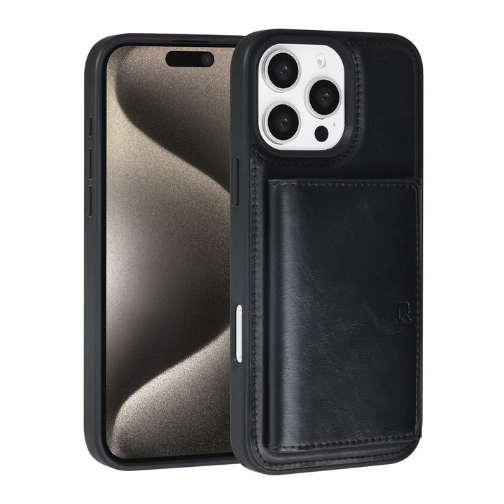 TUNIQ iPhone 16 Pro Max Backcover hoesje - met afneembare Pasjeshouder - Zwart-Hoesjes-Ilumina Benelux