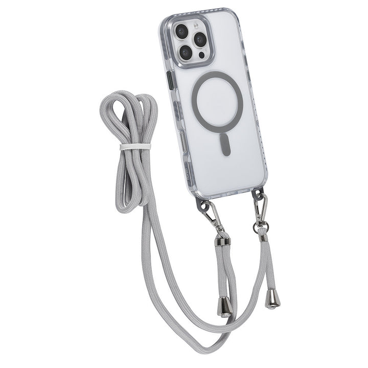 TUNIQ iPhone 16 Pro Max Backcover hoesje neck cord -TPU+PC - Grijs-Hoesjes-Ilumina Benelux