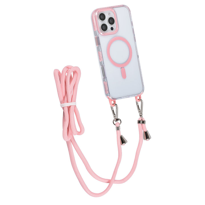 TUNIQ iPhone 16 Pro Max Backcover hoesje neck cord -TPU+PC - Roze-Hoesjes-Ilumina Benelux