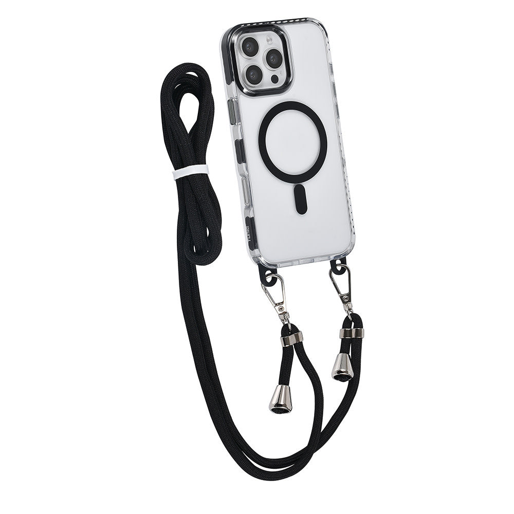 TUNIQ iPhone 16 Pro Max Backcover hoesje neck cord -TPU+PC - Zwart-Hoesjes-Ilumina Benelux